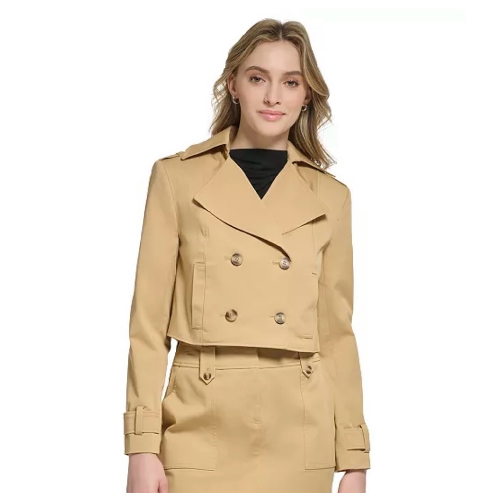 Calvin Klein Cropped Double-Breasted Trench Jacket